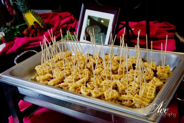 chicken and waffles, ribbons of chocolate, enchanted brides show